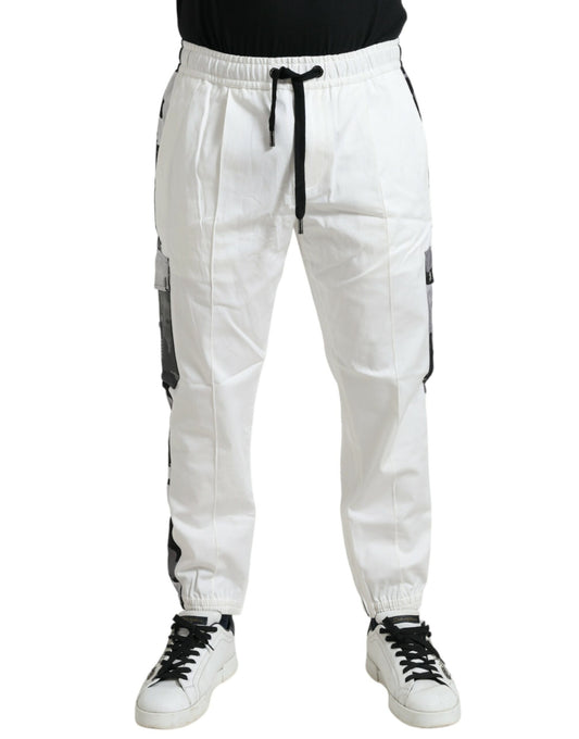 Dolce &amp; Gabbana White Cotton Blend Jogger Men Sweatpants Pants