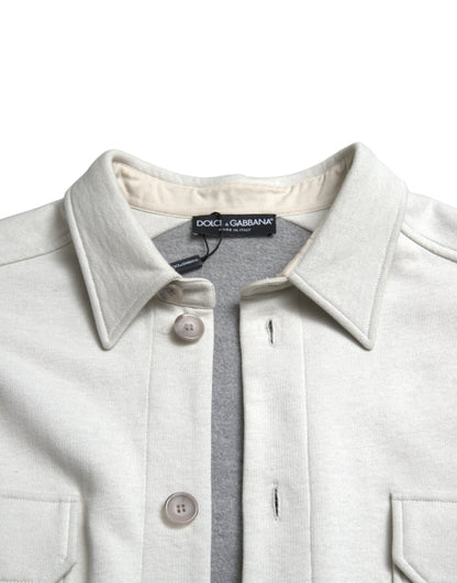 Dolce &amp; Gabbana Gray Cotton Button Down Collared Coat Jacket