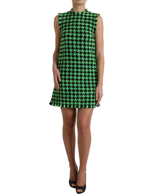 Dolce & Gabbana Elegant Houndstooth Knitted Mini Dress