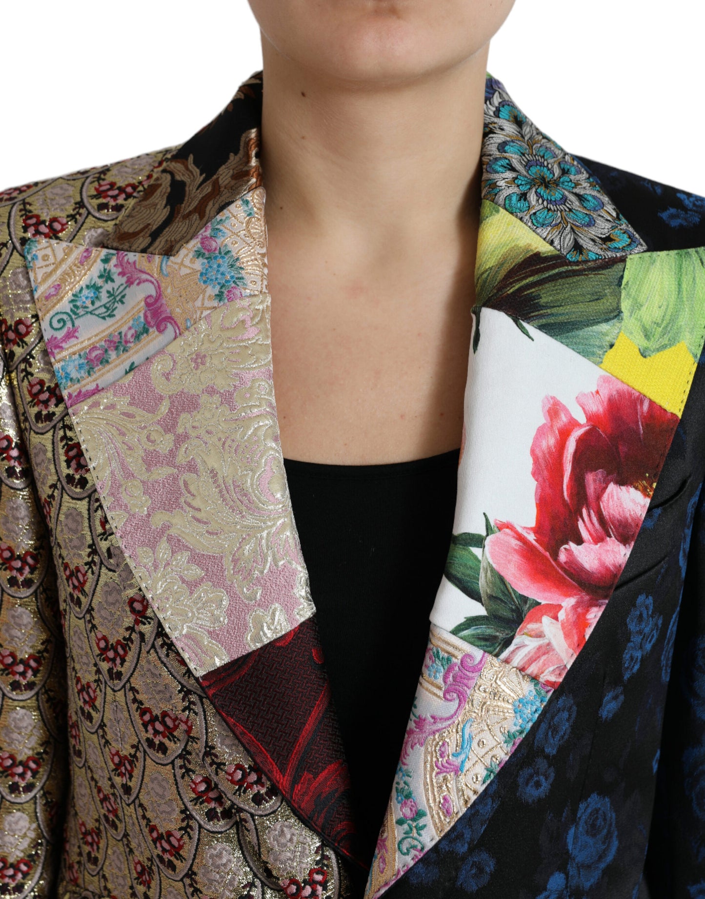 Dolce &amp; Gabbana Multicolor Floral Patchwork Jacquard Jacket