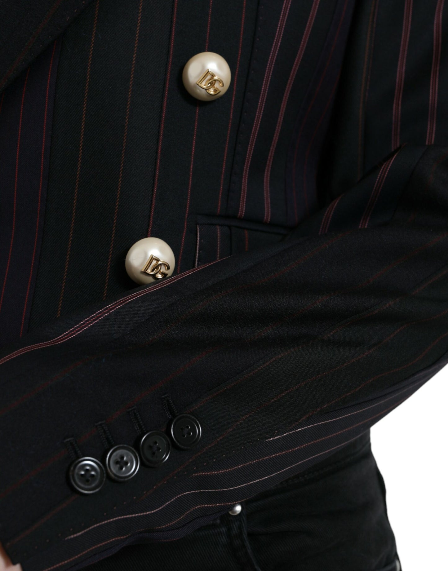 Dolce &amp; Gabbana Black Striped SICILIA Double Breasted Jacket