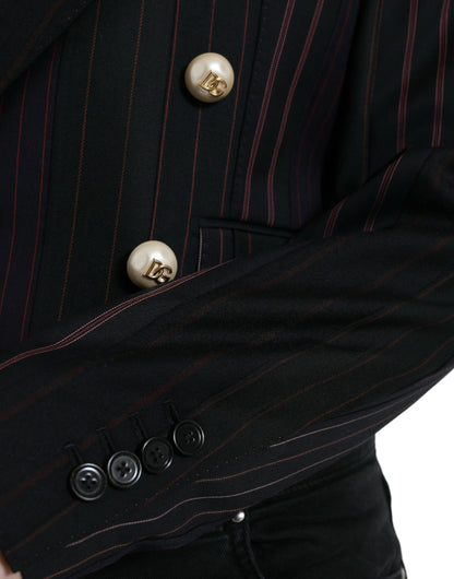 Dolce &amp; Gabbana Black Striped SICILIA Double Breasted Jacket