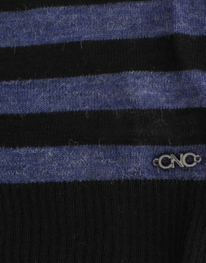 Costume National Chic Striped V-Neck Wool Blend Sweater