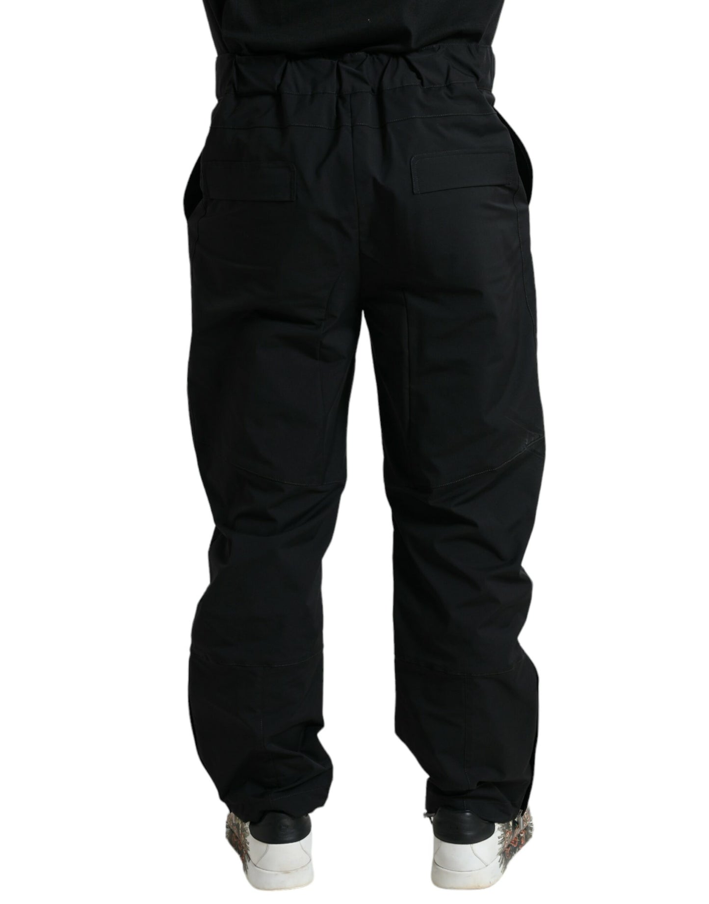 Dolce &amp; Gabbana Black Polyester Logo Straight Pants