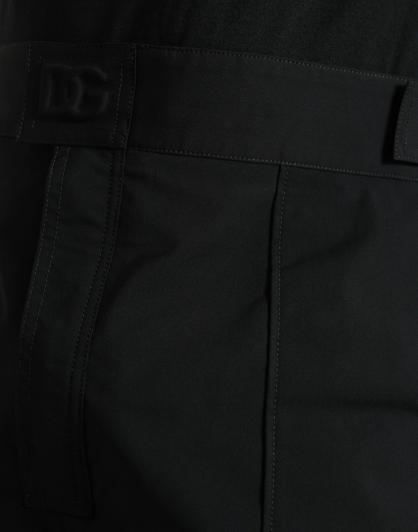 Dolce &amp; Gabbana Black Polyester Logo Straight Pants