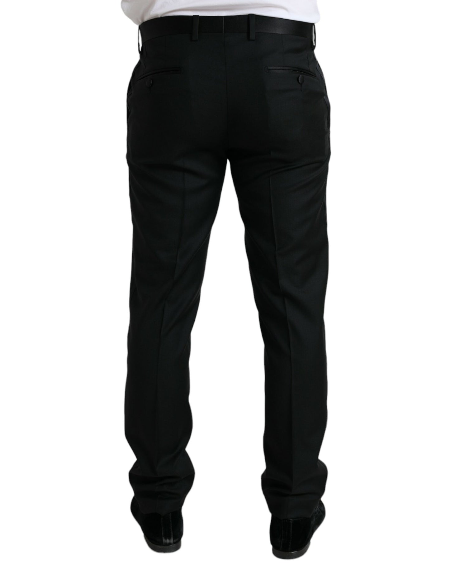 Dolce &amp; Gabbana Black Wool Slim Fit Formal Trouser Dress Pants