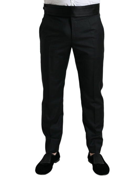 Dolce &amp; Gabbana Black Wool Slim Fit Formal Trouser Dress Pants