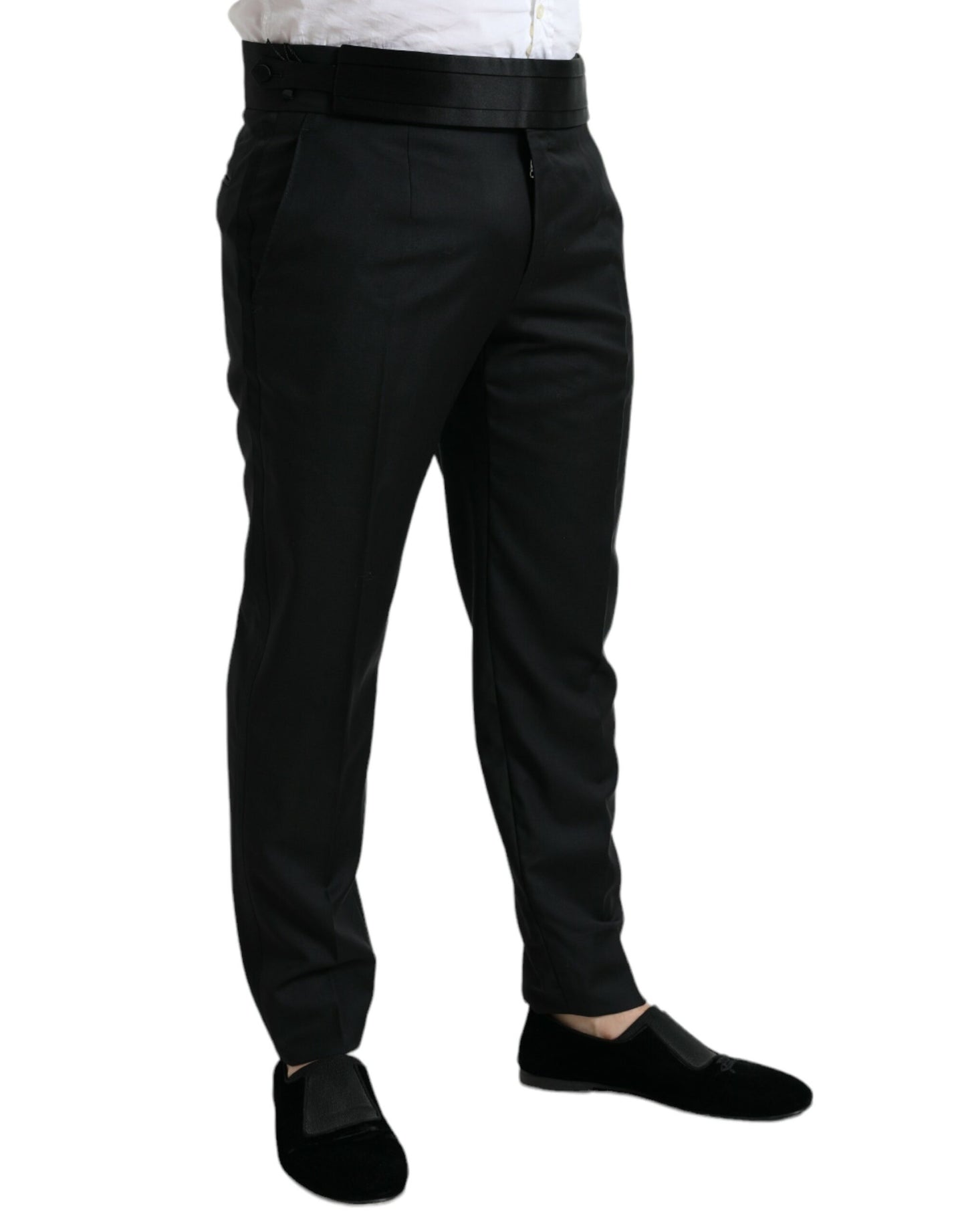 Dolce &amp; Gabbana Black Wool Slim Fit Formal Trouser Dress Pants