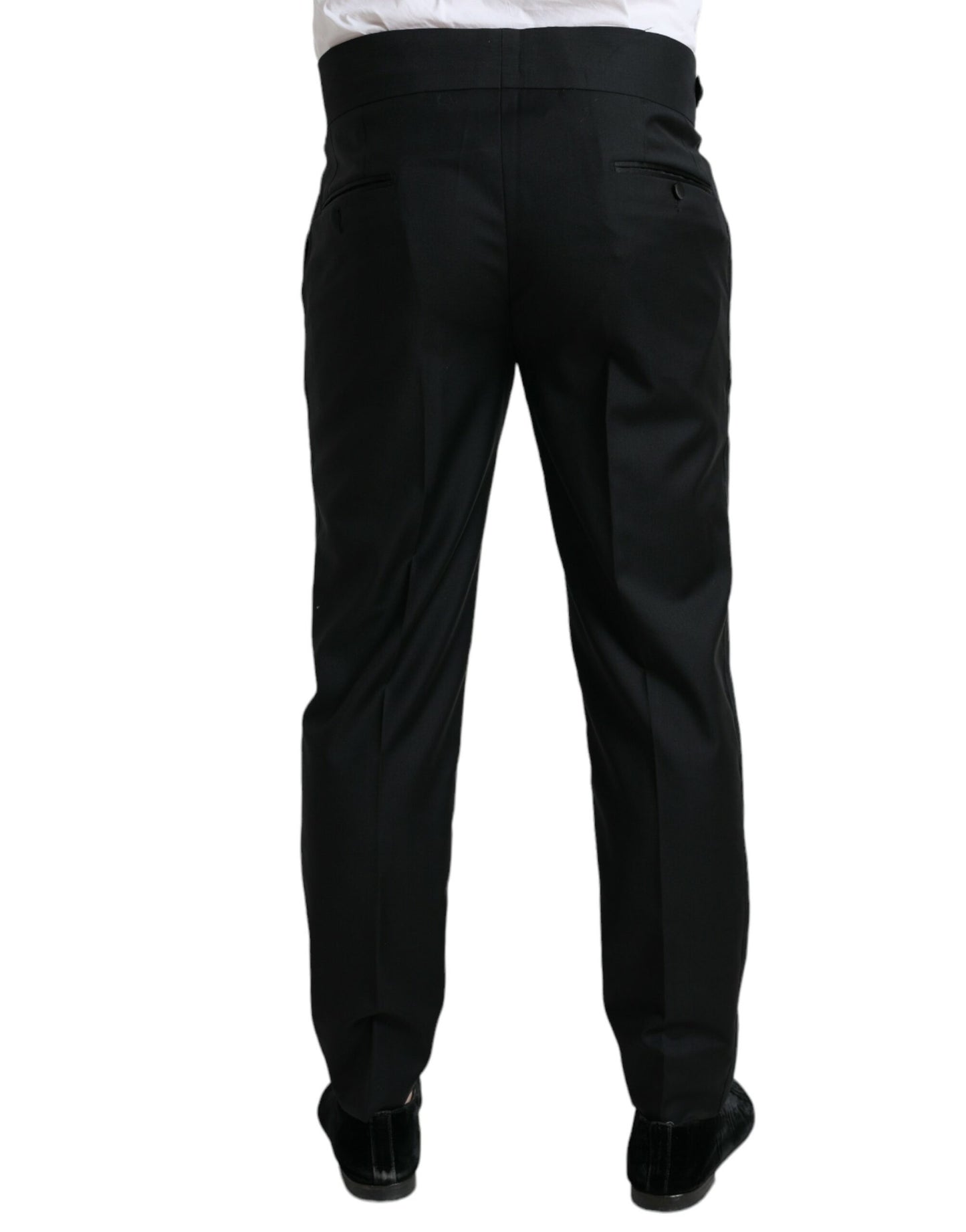 Dolce &amp; Gabbana Black Wool Slim Fit Formal Trouser Dress Pants