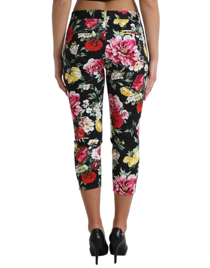 Dolce & Gabbana Elegant Floral Mid Waist Cropped Pants