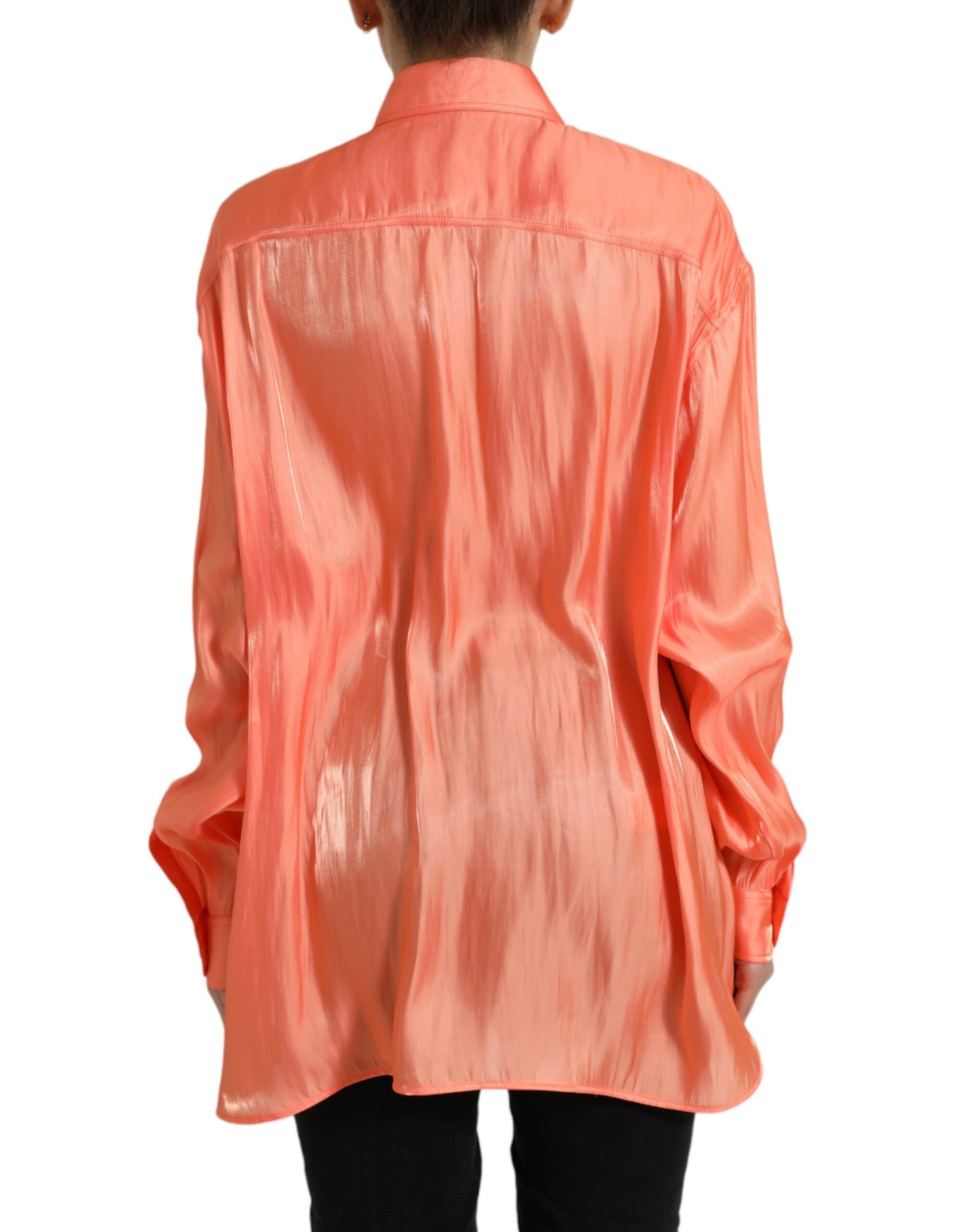 Dolce &amp; Gabbana Peach Long Sleeve Button Down Blouse Top