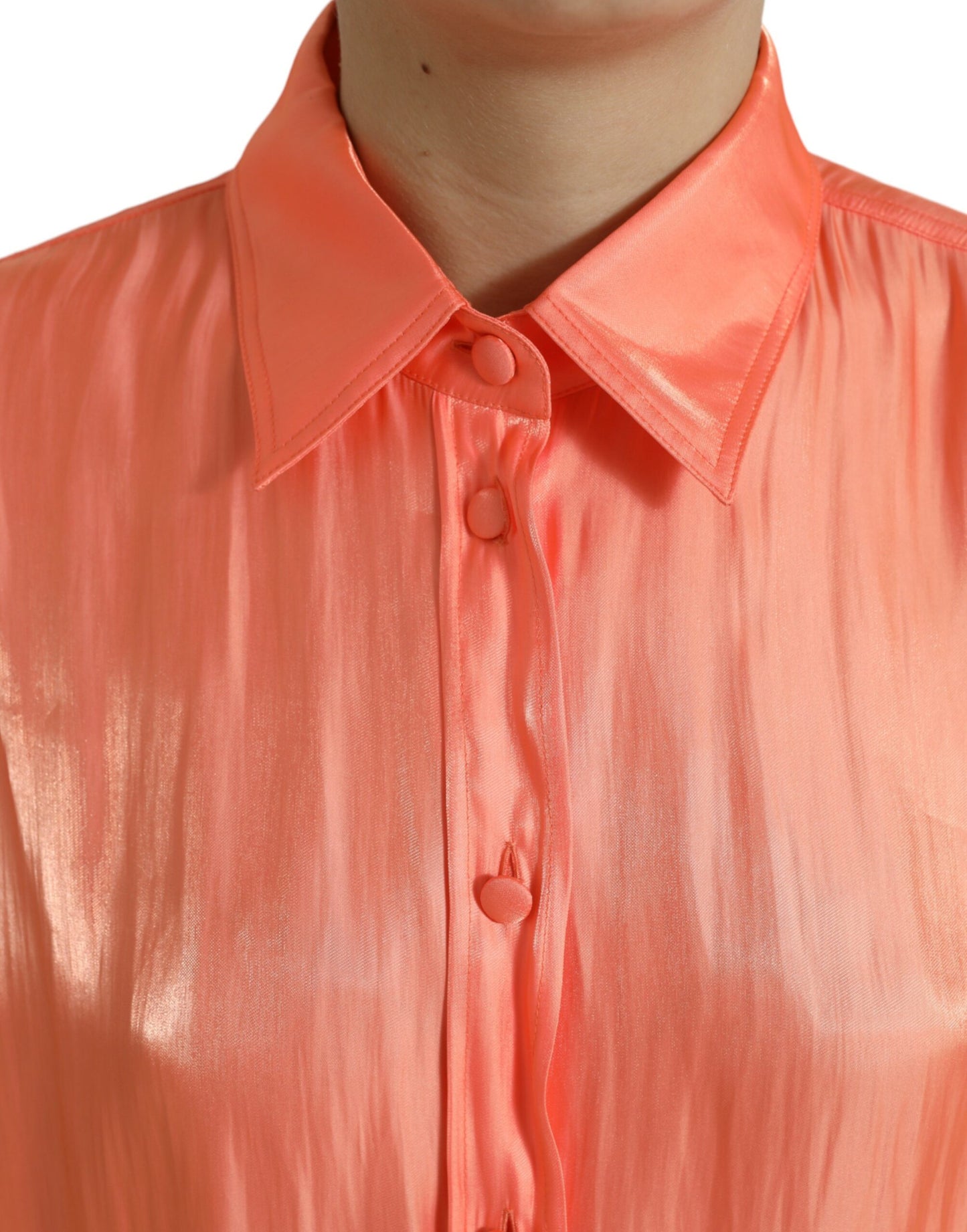 Dolce &amp; Gabbana Peach Long Sleeve Button Down Blouse Top