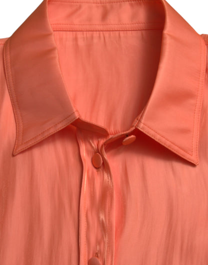 Dolce &amp; Gabbana Peach Long Sleeve Button Down Blouse Top