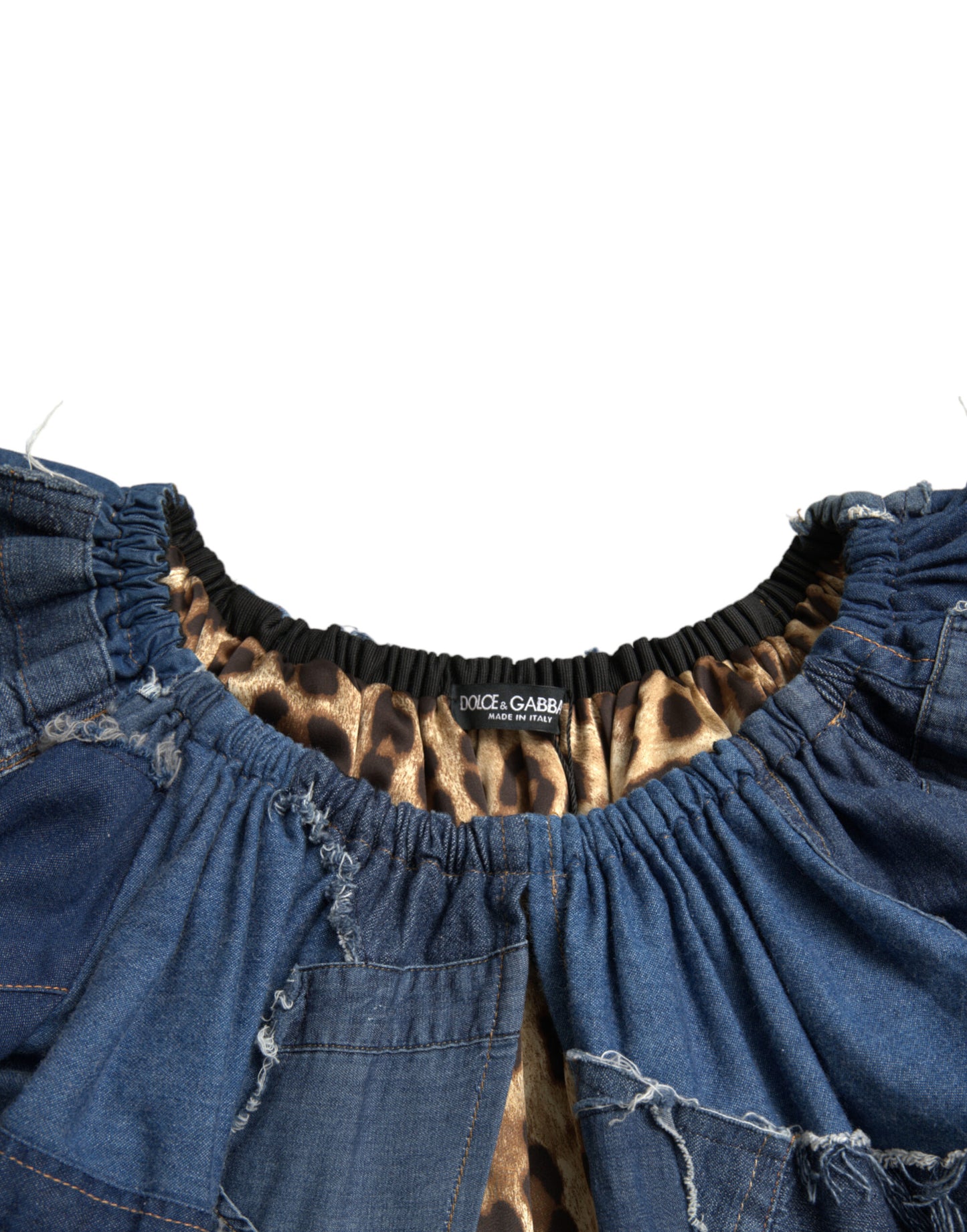 Dolce &amp; Gabbana Blue Patchwork Short Sleeves Denim Blouse Top