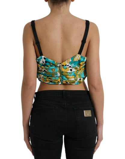 Dolce &amp; Gabbana Multicolor Floral Sleeveless Cropped Top