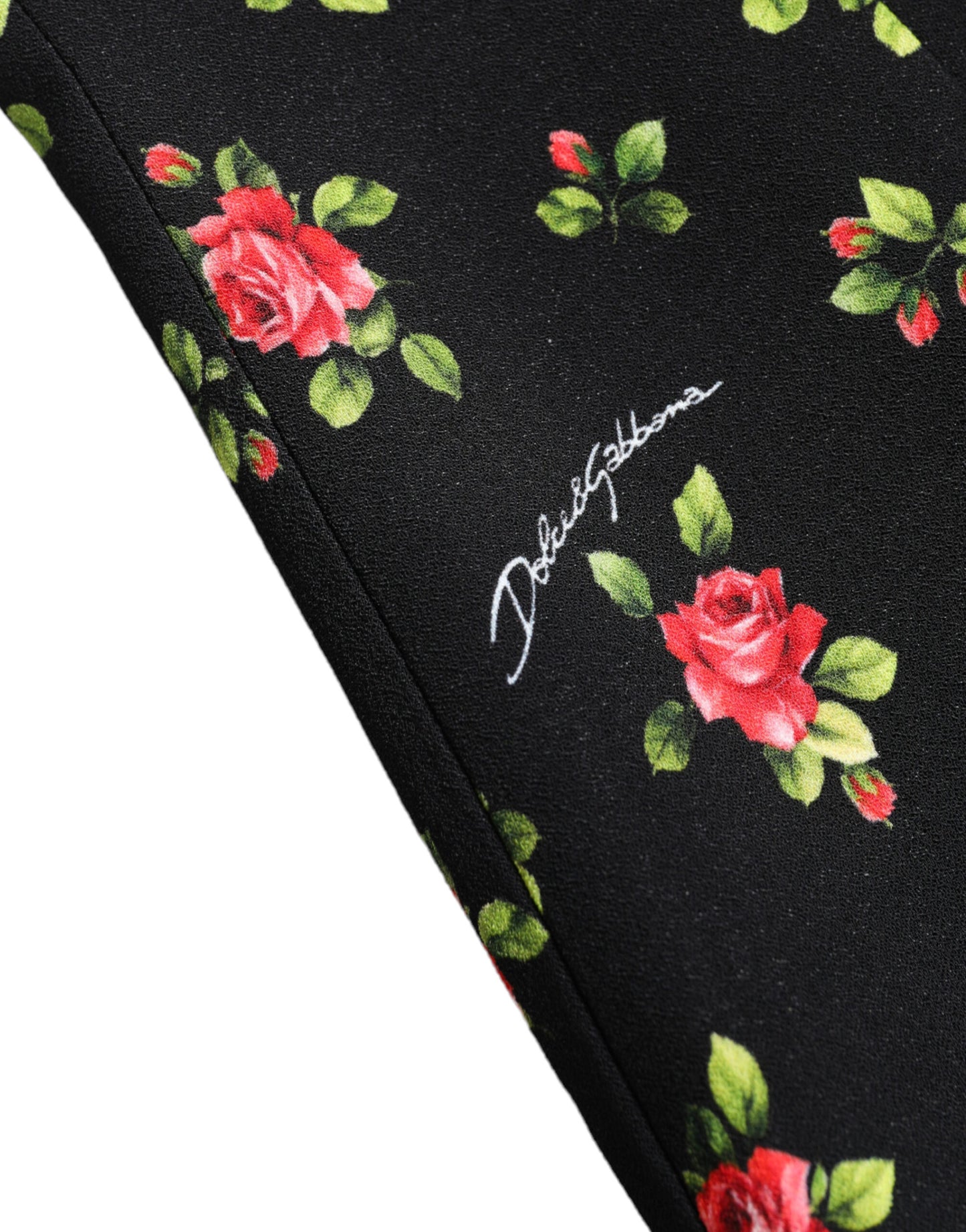 Dolce &amp; Gabbana Black Rose Print Turtle Neck Blouse Top