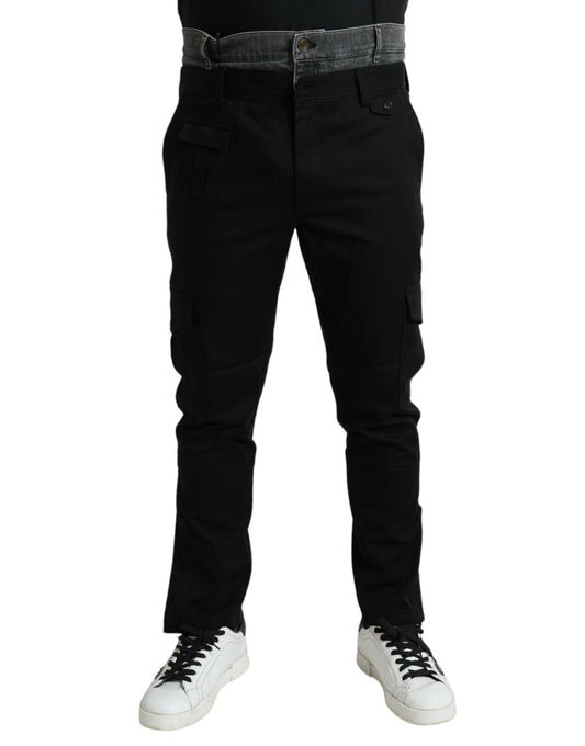 Dolce &amp; Gabbana Black Gray Slim Cotton Denim Jeans Pants