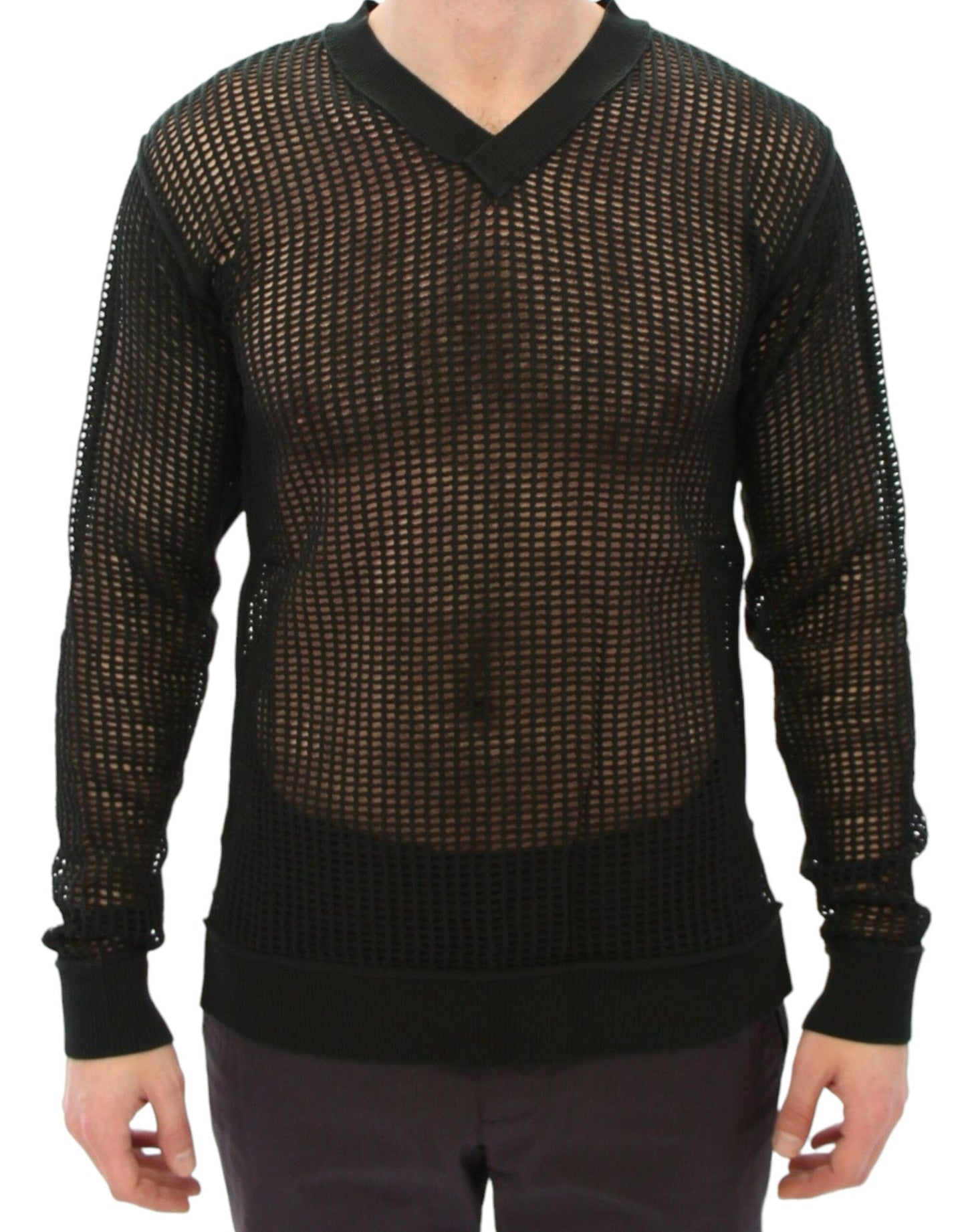 Dolce &amp; Gabbana Dark Green Runway Netz Pullover Netted Sweater