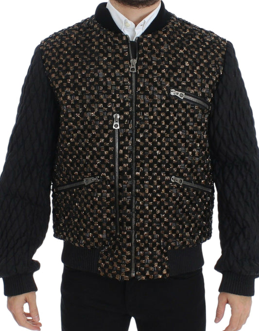 Dolce &amp; Gabbana Black Sequined Goatskin Jacket