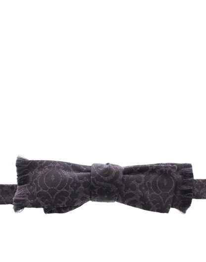 Dolce &amp; Gabbana Gray Black Wool Silk Bow Tie