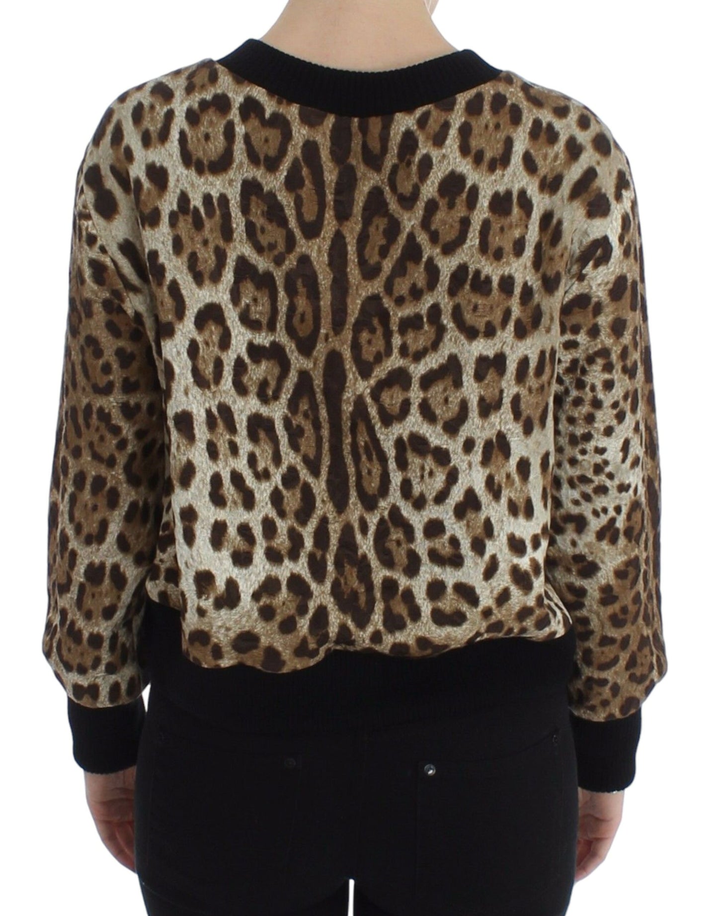 Dolce &amp; Gabbana Leopard Print Crewneck Short Sweater