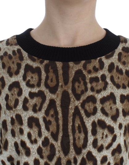 Dolce &amp; Gabbana Leopard Print Crewneck Short Sweater