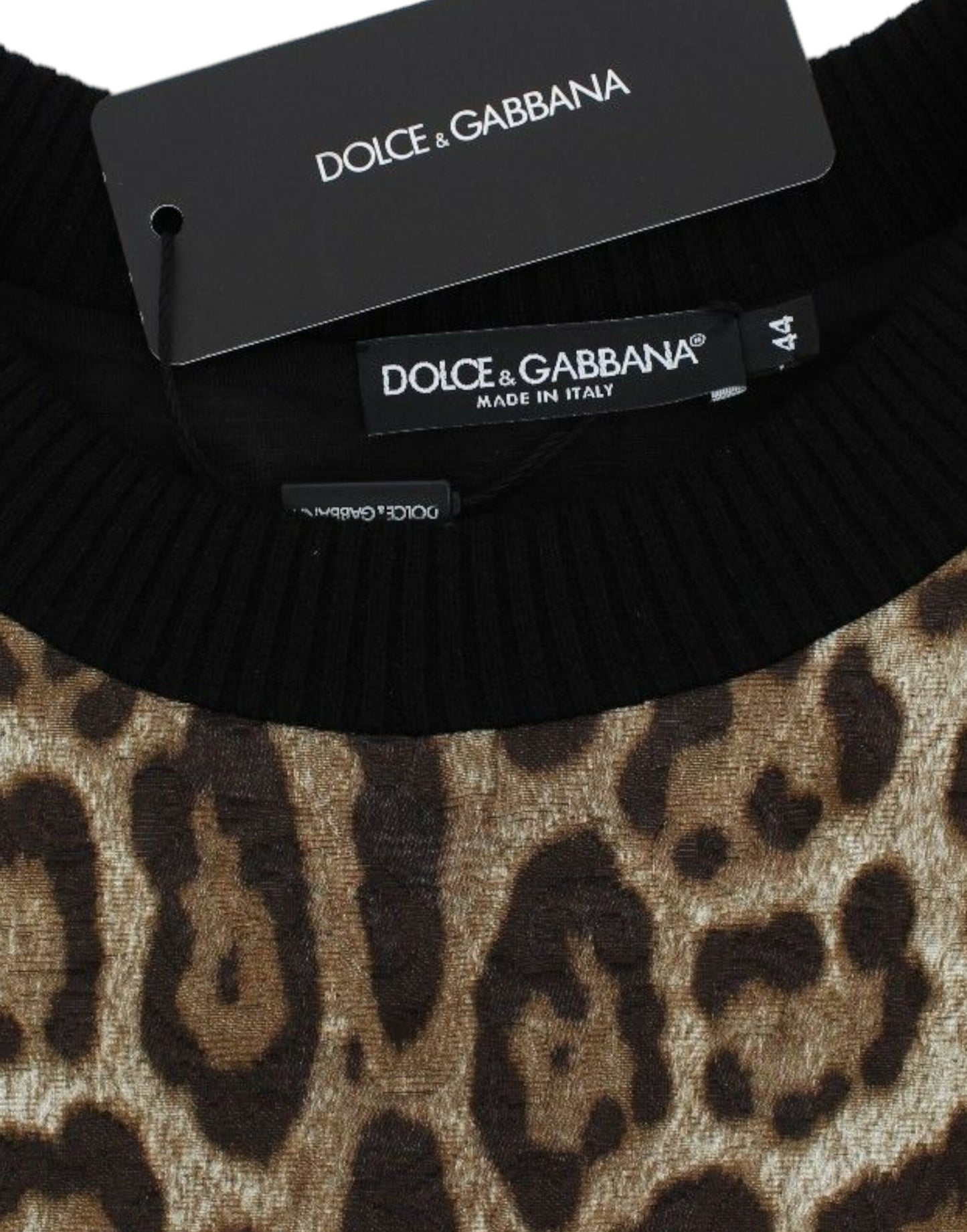 Dolce &amp; Gabbana Leopard Print Crewneck Short Sweater