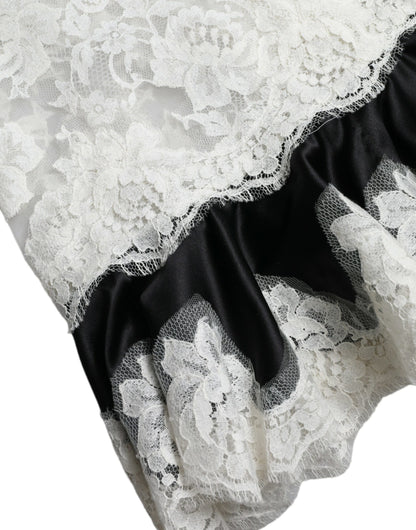 Dolce &amp; Gabbana Black White Lace See Through A-Line Sleeveless Dress