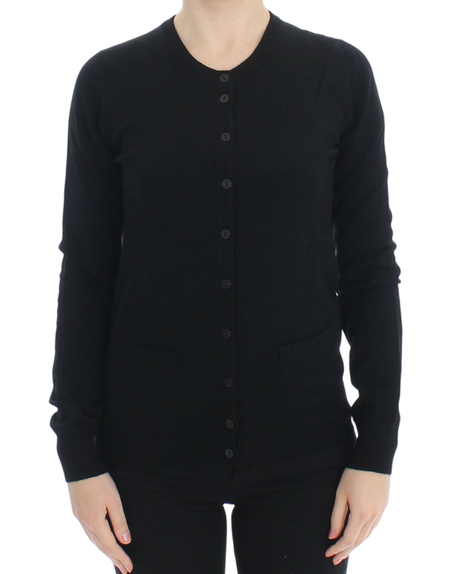 Dolce &amp; Gabbana Black Wool Button Cardigan Sweater Top