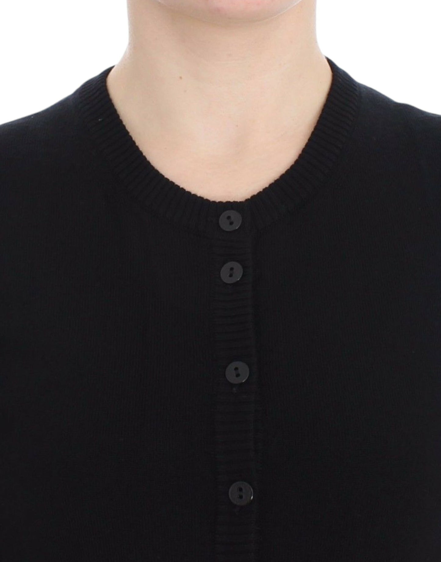 Dolce &amp; Gabbana Black Wool Button Cardigan Sweater Top