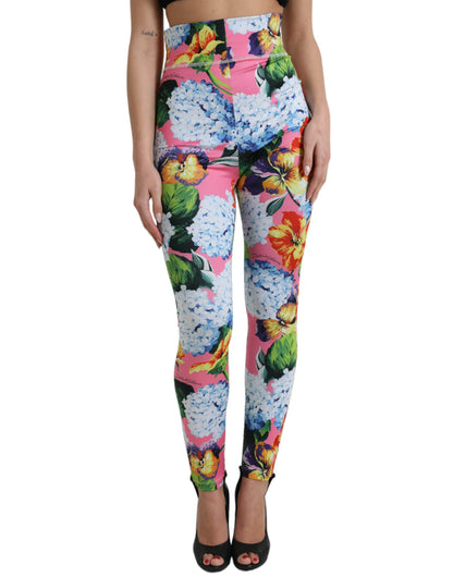 Dolce &amp; Gabbana Multicolor Floral High Waist Leggings Pants