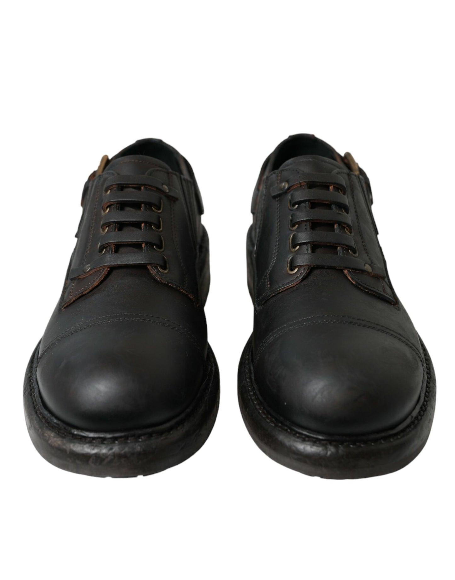 Dolce &amp; Gabbana Brown Leather Lace Up Derby Men Dress Shoes