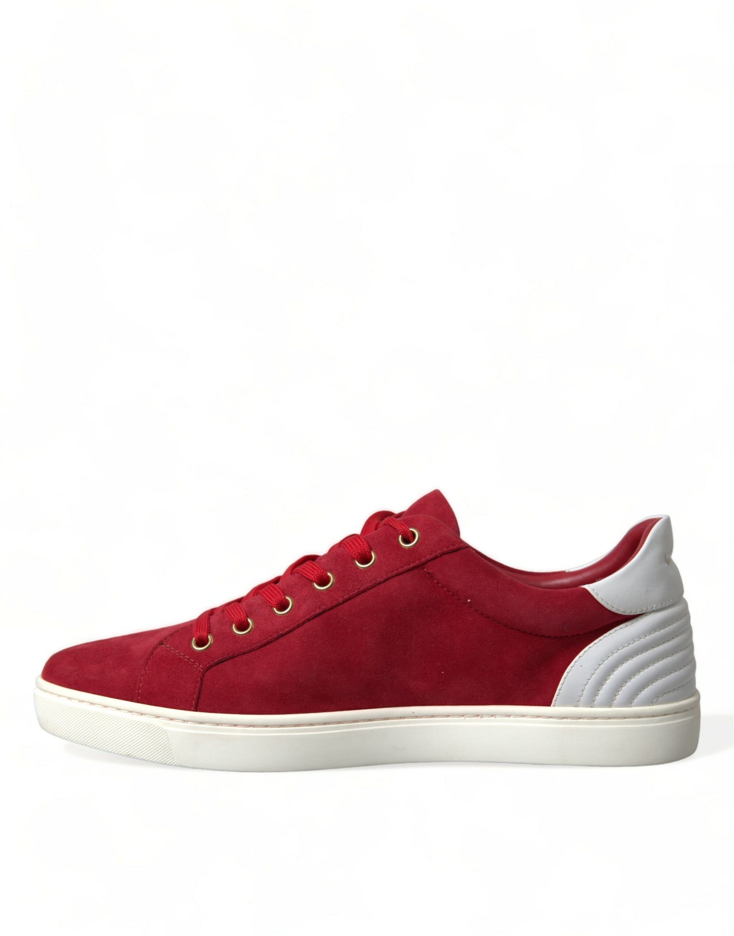 Dolce &amp; Gabbana Red Suede Leather Men Low Top Sneakers Shoes