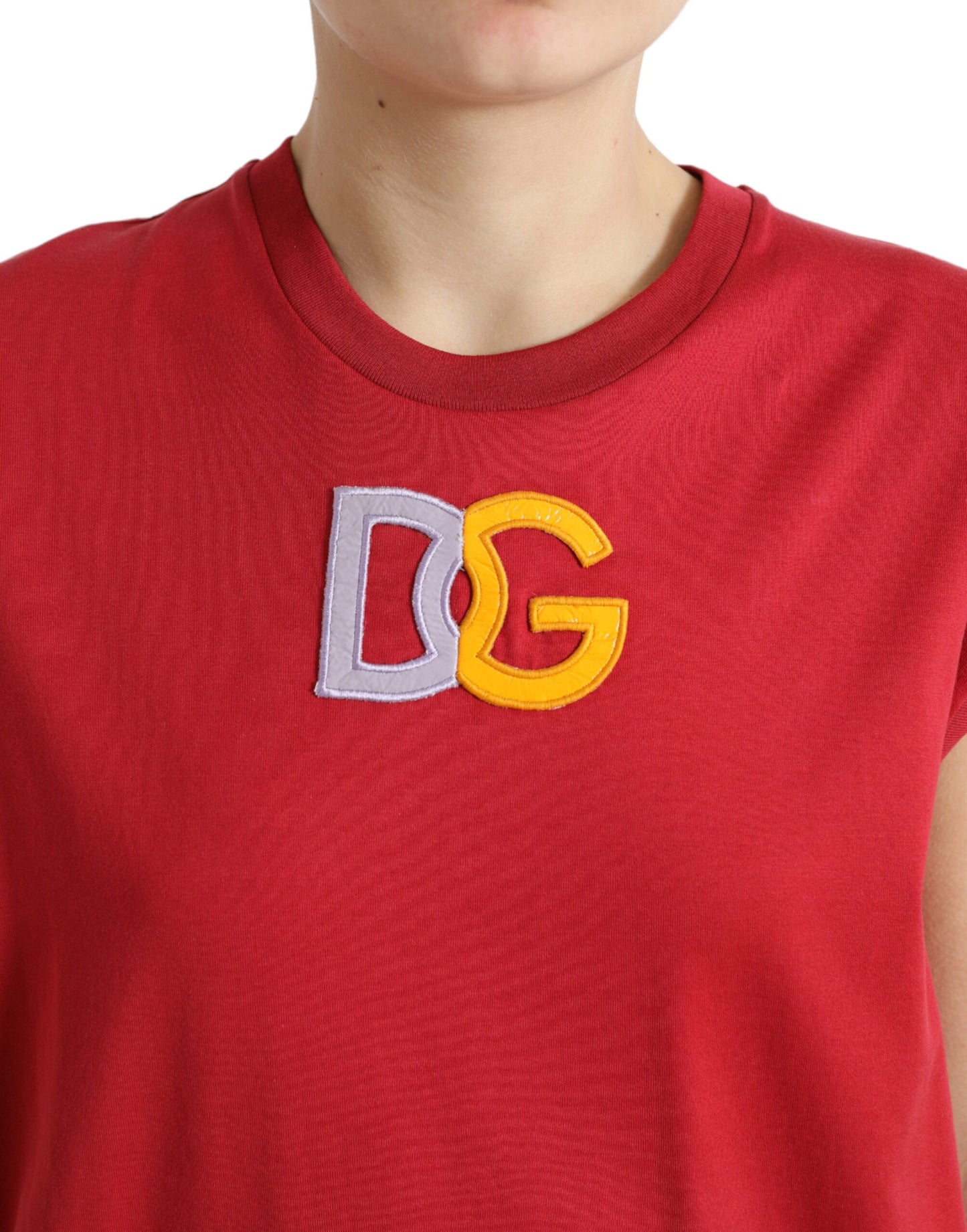 Dolce &amp; Gabbana Red Cotton DG Logo Crew Neck Tank Top T-shirt