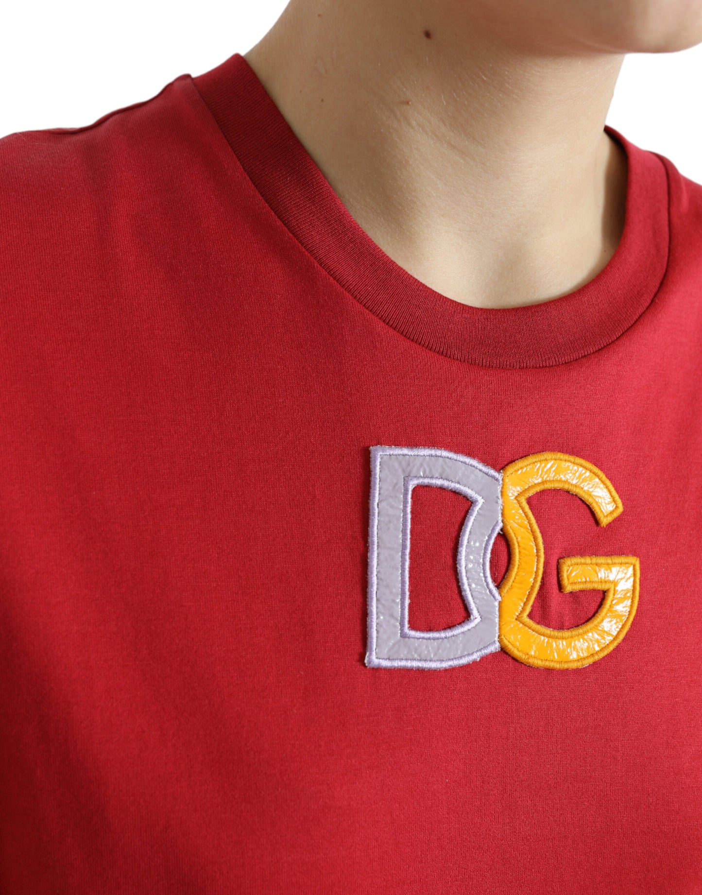 Dolce &amp; Gabbana Red Cotton DG Logo Crew Neck Tank Top T-shirt