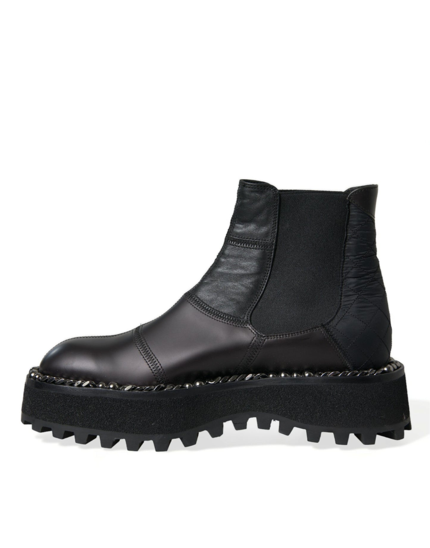 Dolce &amp; Gabbana Black Leather Slip On Stretch Chelsea Boots Shoes