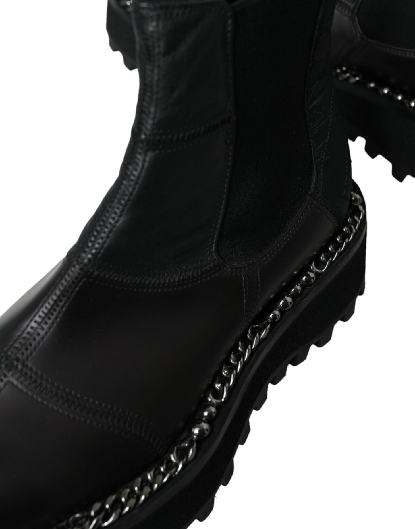 Dolce &amp; Gabbana Black Leather Slip On Stretch Chelsea Boots Shoes