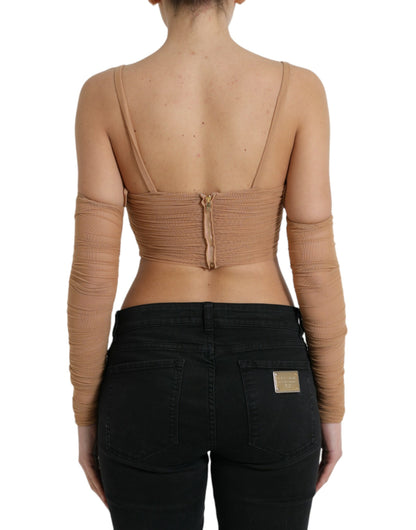 Dolce & Gabbana Elegant Brown Cropped Long Sleeve Top