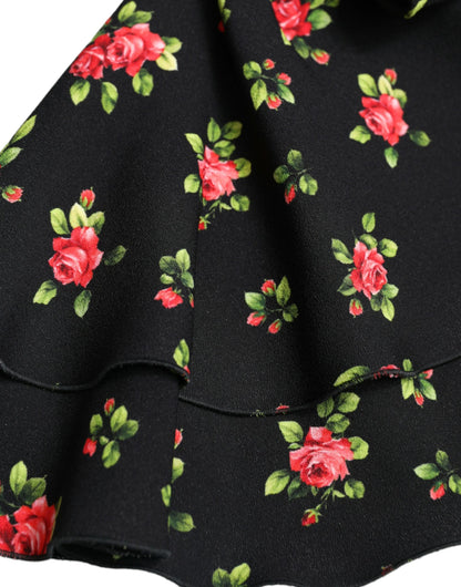 Dolce &amp; Gabbana Black Floral Print Short Sleeves Cropped Top