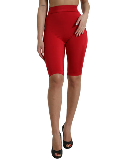 Dolce &amp; Gabbana Red Stretch High Waist Cropped Leggings Pants