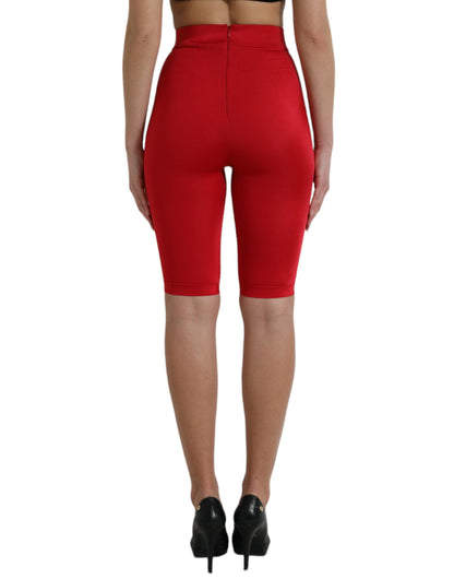 Dolce &amp; Gabbana Red Stretch High Waist Cropped Leggings Pants