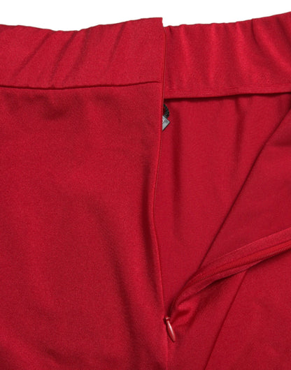 Dolce &amp; Gabbana Red Stretch High Waist Cropped Leggings Pants