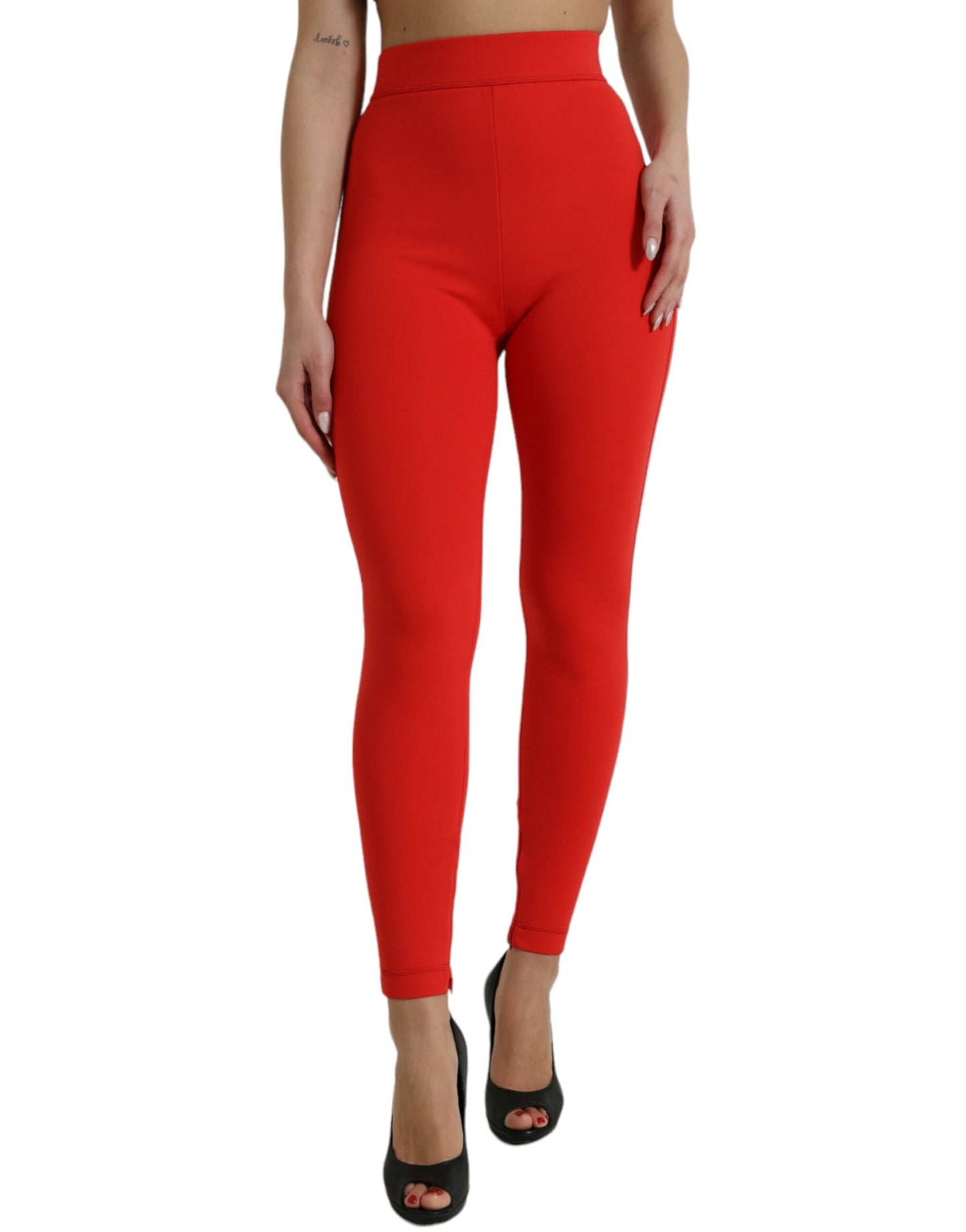 Dolce &amp; Gabbana Red Nylon Stretch Slim Leggings Pants