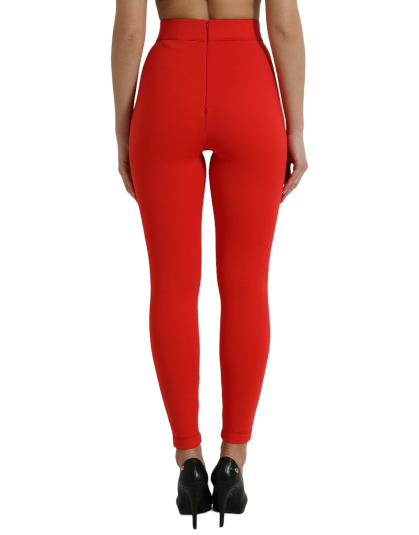 Dolce &amp; Gabbana Red Nylon Stretch Slim Leggings Pants