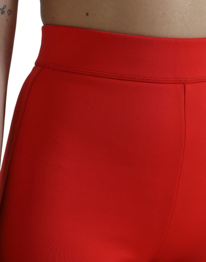 Dolce &amp; Gabbana Red Nylon Stretch Slim Leggings Pants