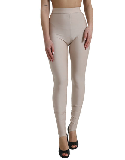 Dolce &amp; Gabbana Beige Nylon Stretch Slim Leggings Pants