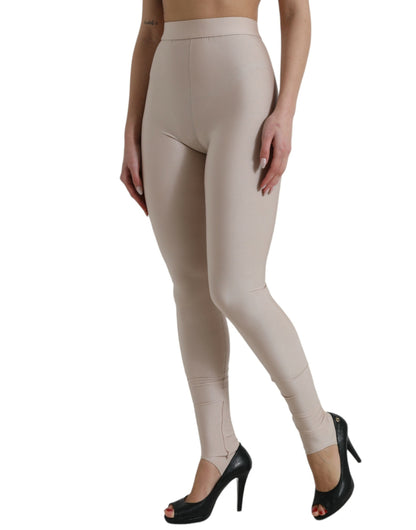 Dolce &amp; Gabbana Beige Nylon Stretch Slim Leggings Pants