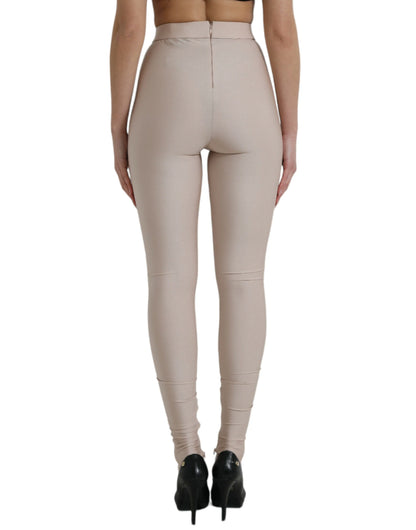 Dolce &amp; Gabbana Beige Nylon Stretch Slim Leggings Pants