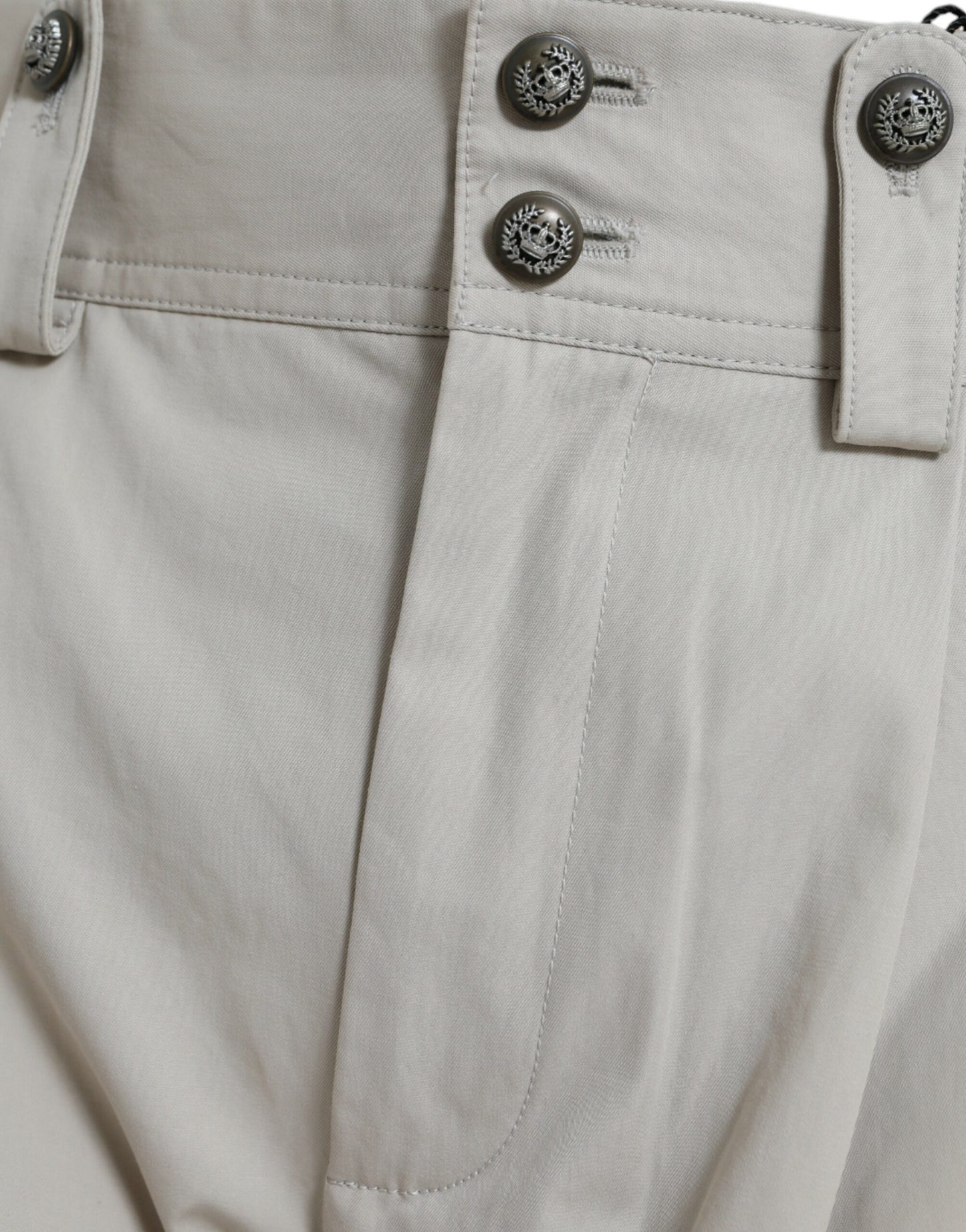 Dolce &amp; Gabbana Beige Cotton High Waist Tapered Pants