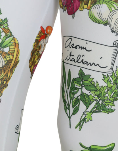 Dolce &amp; Gabbana White Vegetables High Waist Leggings Pants